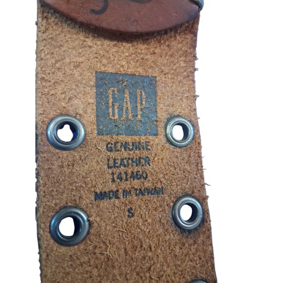Y2k Gap Gromet Genuine Leather 2" Belt Women's Small Grungecore Distressed Prep - Picture 9 of 9